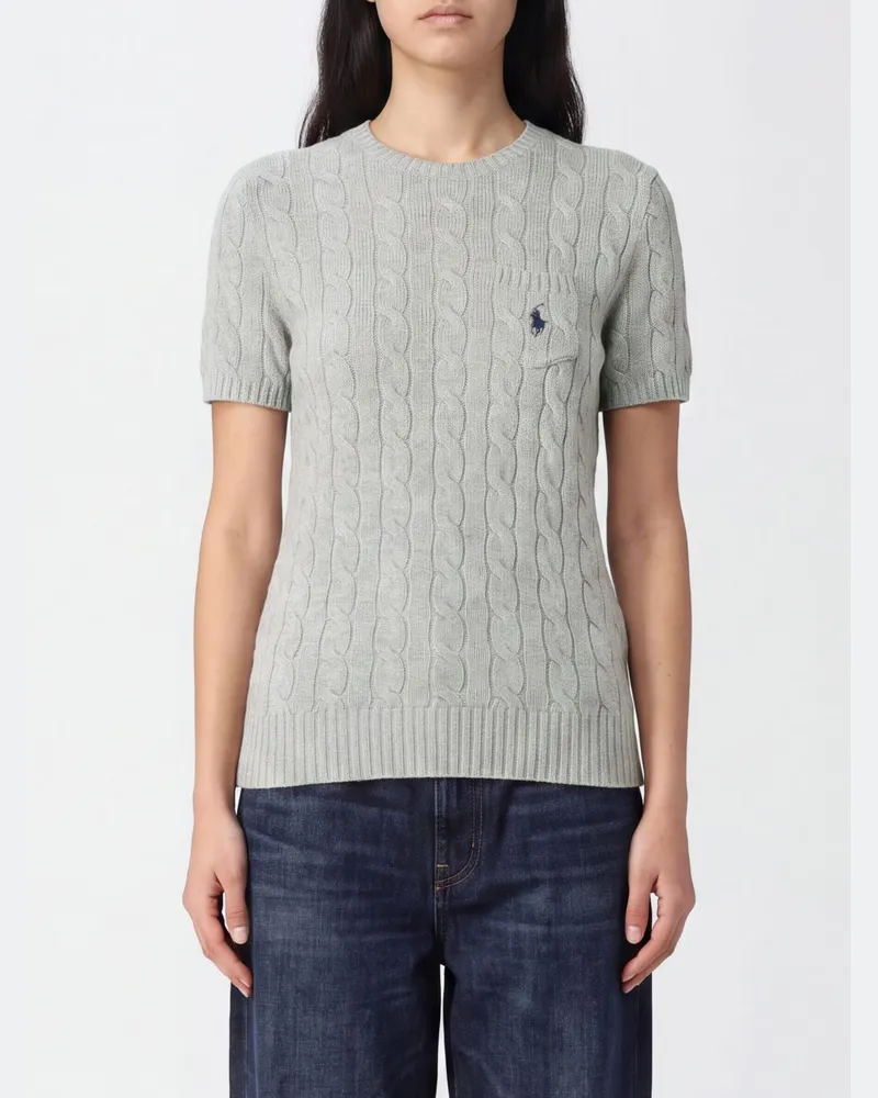 Ralph Lauren Kurzarm-Rundhalspullover aus Wolle und Kaschmir Grau