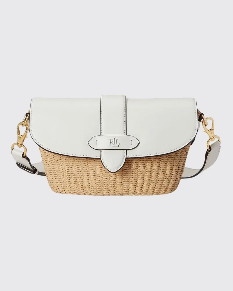 Ralph Lauren Lynden Tasche aus Bast und Leder Beige