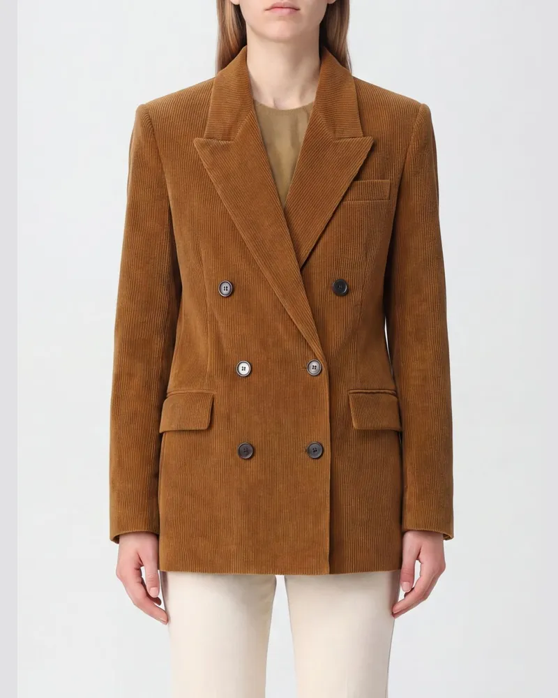 Étoile Isabel Marant Zweireihiger Samtblazer mit Spitzrevers Camel