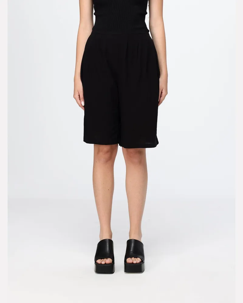 KHAITE Hoch taillierte knielange Baumwollshorts Schwarz