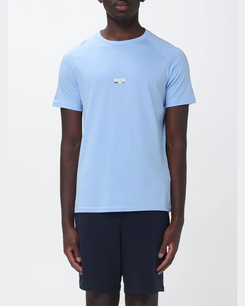 HUGO BOSS Baumwoll-T-Shirt mit Mini-Logo Hellblau