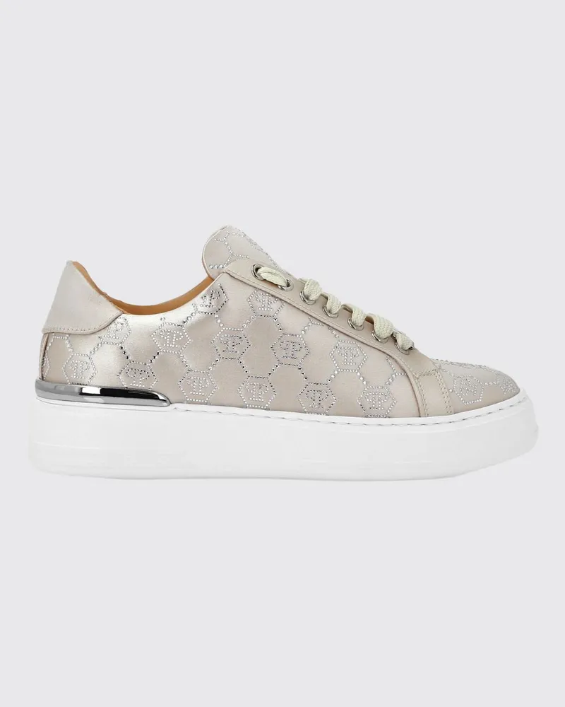 Philipp Plein Satin-Sneakers mit Strass-Hexagon Beige