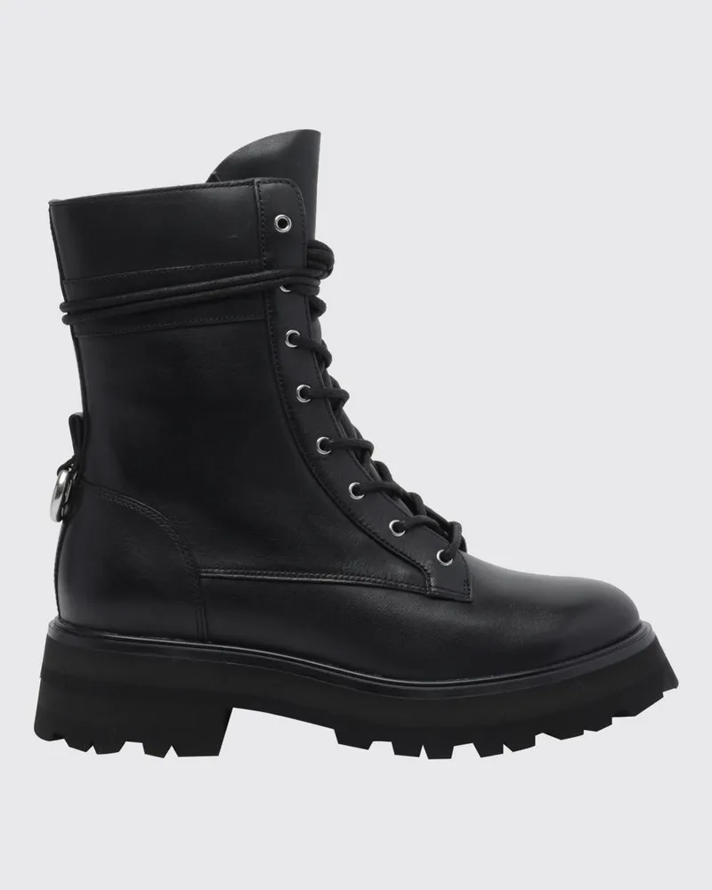 Michael Kors Caleb Combat-Boots aus glattem Kalbsleder mit Profilsohle Schwarz