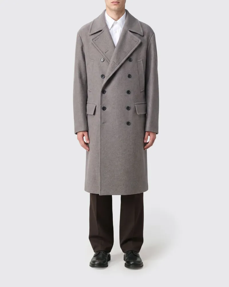 Dries van Noten Langer Zweireiher-Mantel aus Wollmischung mit lockerer Passform Grau