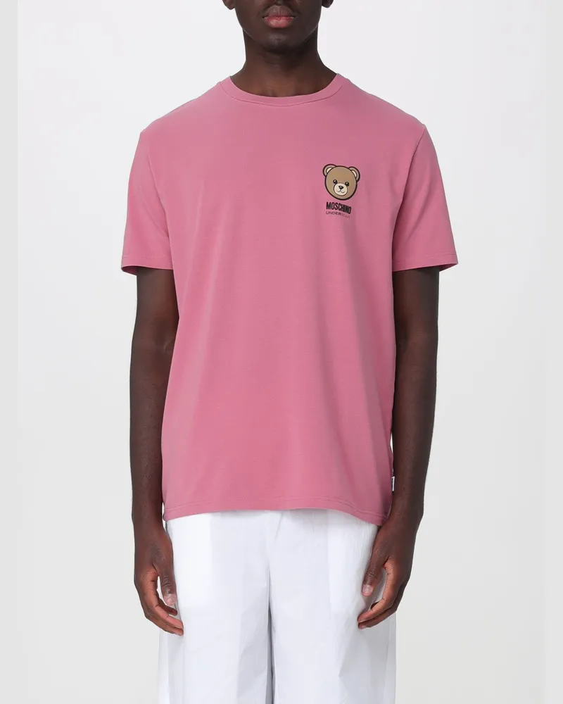 Moschino Baumwoll-T-Shirt mit Teddy-Bear-Print und Logo Pink