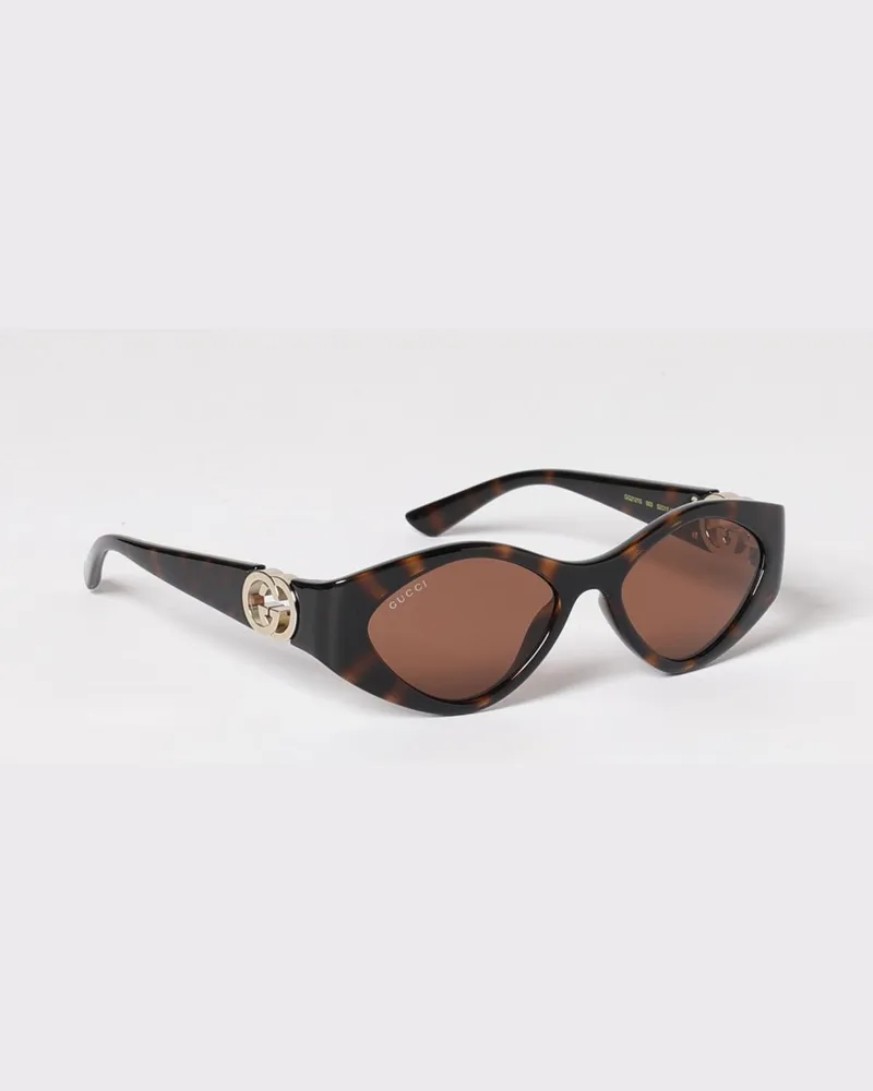 Gucci Abgerundete Sonnenbrille aus Acetat mit GG-Monogramm Beige
