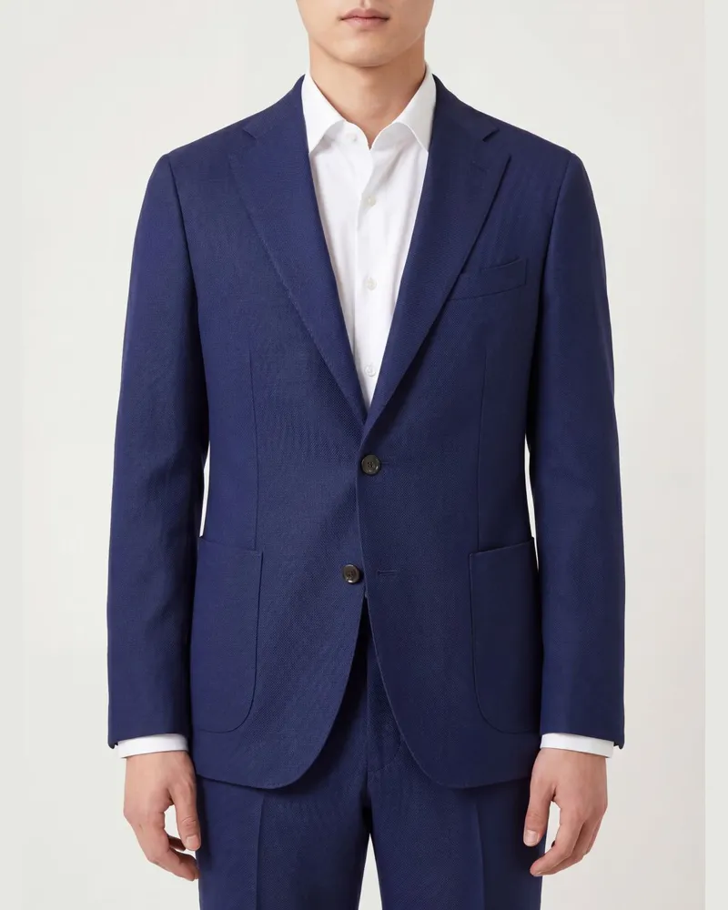 Boglioli Einreihiger Blazer aus reiner Wolle mit aufgesetzten Taschen Blau
