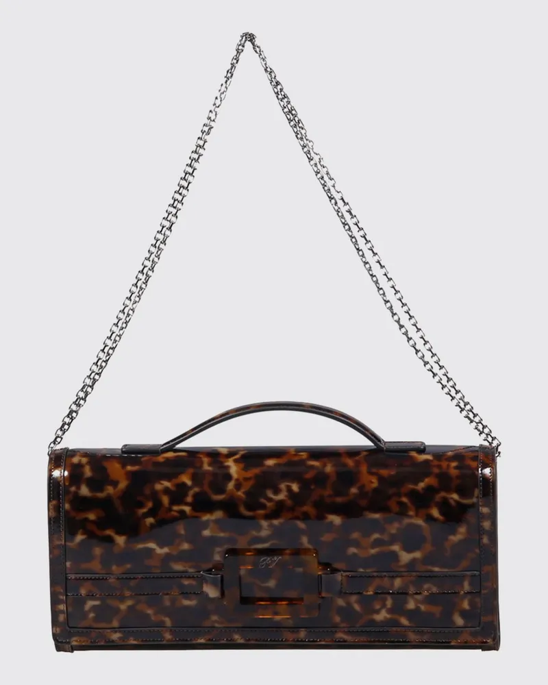 Roger Vivier Clutch aus Lammleder mit Schildpattmuster und Schnalle Braun