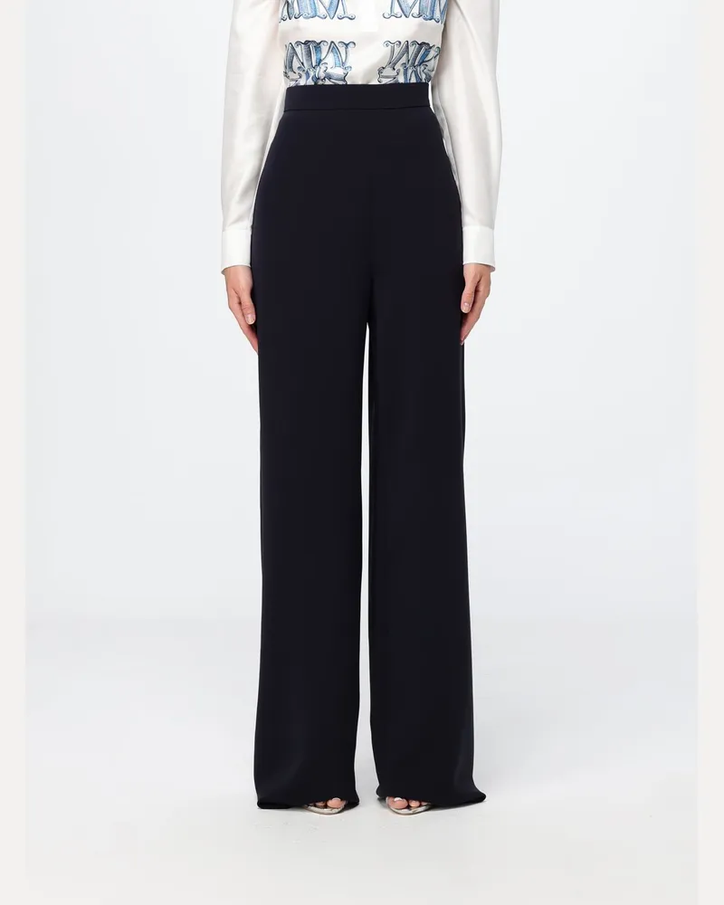 Max Mara High-Waist Crêpe-Palazzo-Hose mit weitem Bein Navy