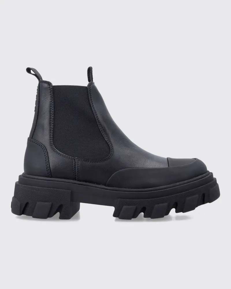 Ganni Niedrige Chelsea-Stiefel aus recyceltem Leder mit Chunky-Sohle Schwarz