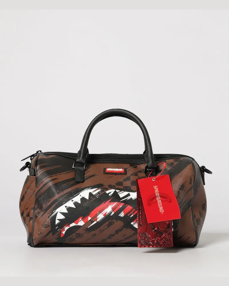 Sprayground Reisetasche aus Saffiano-beschichteter Baumwolle mit Logo Braun