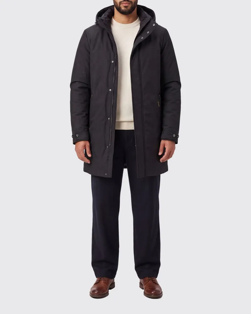 MOORER Mit Gänsedaunen gefütterter Parka mit Kapuze und wasserdichtem Finish Schwarz