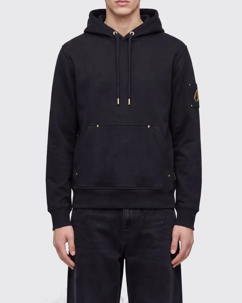 Moose Knuckles Kapuzenpullover aus Baumwolle mit Kängurutasche Schwarz