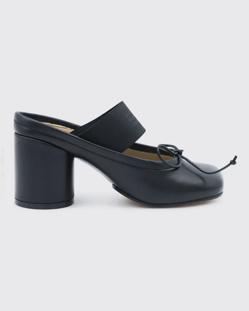 Maison Margiela Anatomic Tabi Pantoletten aus Leder mit zylindrischem Absatz Schwarz