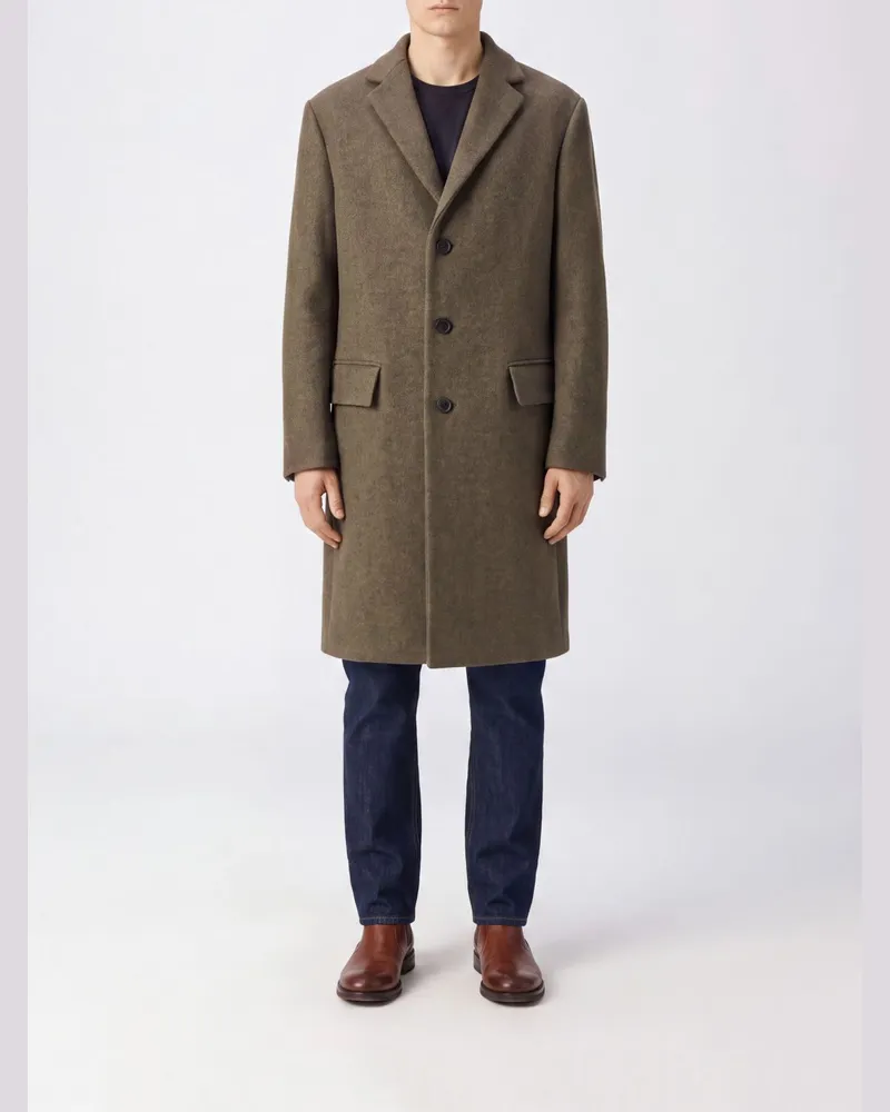 Dries van Noten Einreihiger, knielanger Mantel aus einer Wollmischung Braun