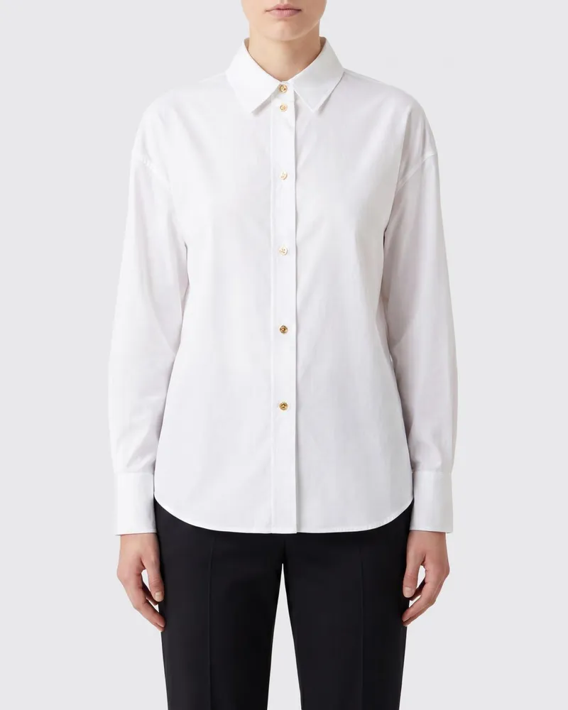 Max Mara Slim-Fit-Langarmhemd aus Baumwolle Weiß
