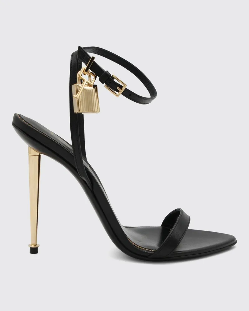 Tom Ford Padlock Sandalen aus Leder mit Stiletto-Absatz und Schloss Schwarz