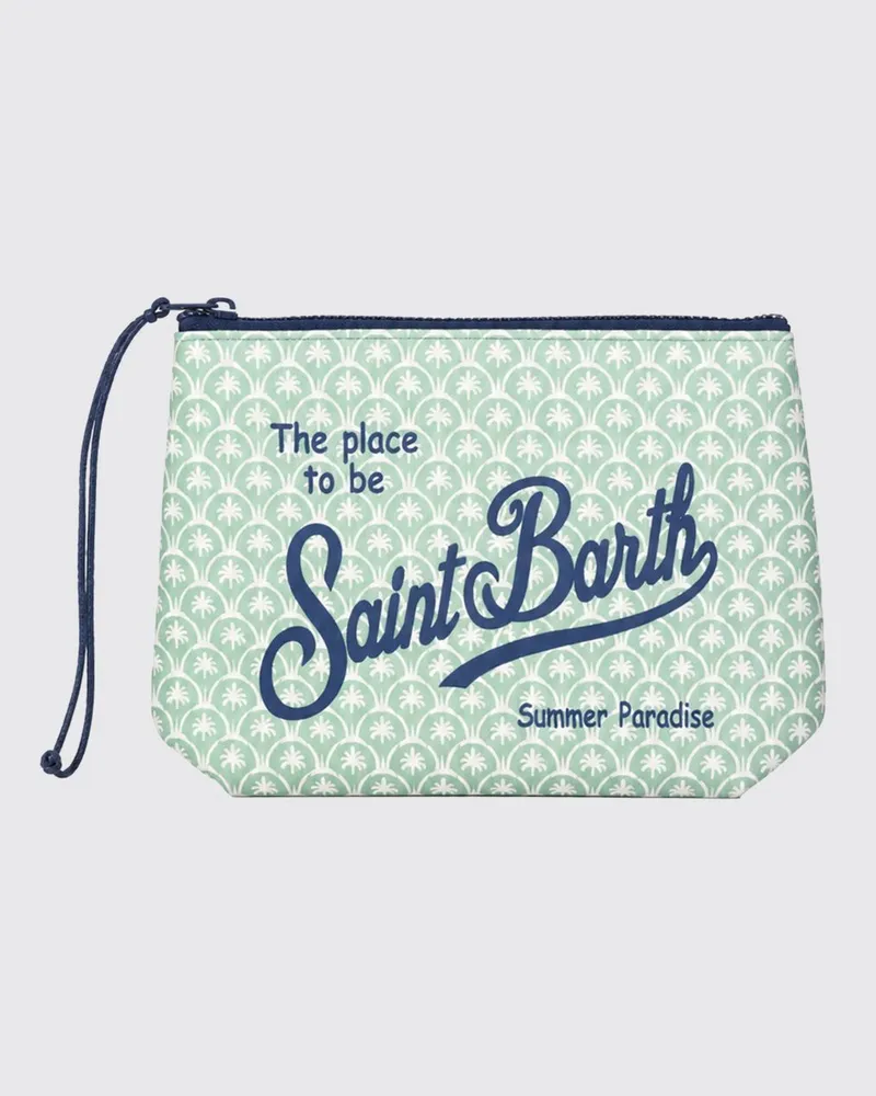 MC2 Saint Barth Aline Pochette aus gestreiftem Polyester Sauergrün