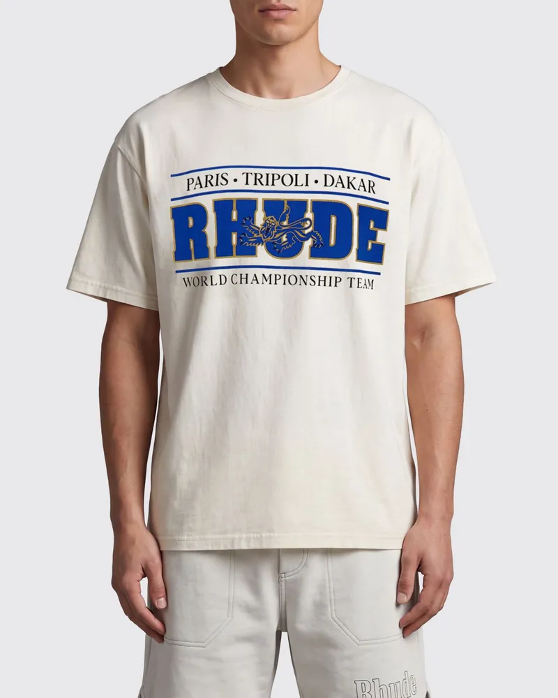 RHUDE Baumwoll-T-Shirt mit Grafikdruck und Logo Weiß