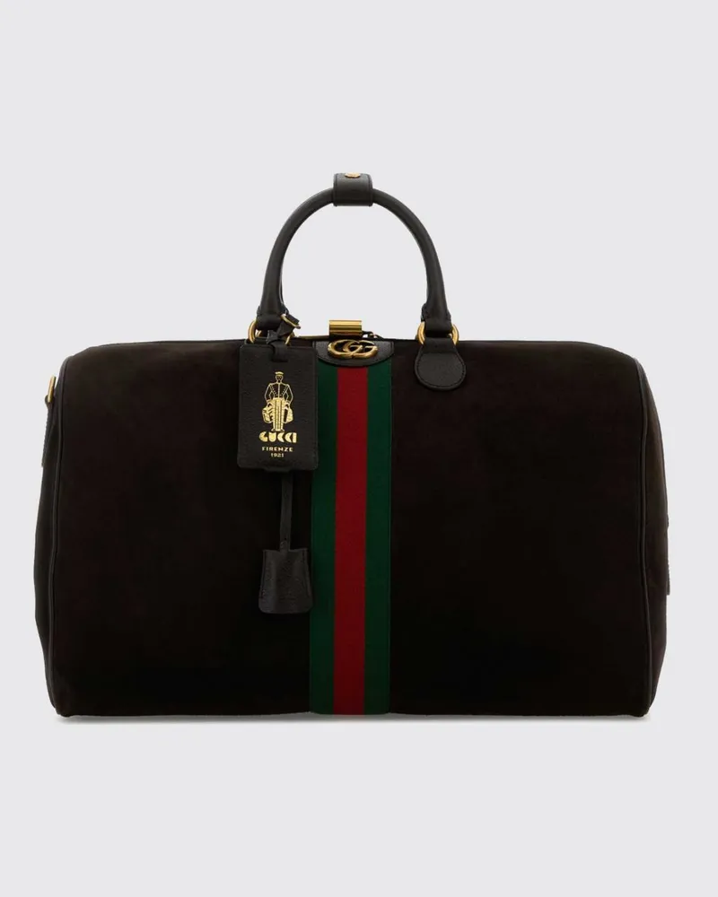 Gucci Savoy Reisetasche von in mittlerer Größe aus Veloursleder mit Monogramm Schwarz