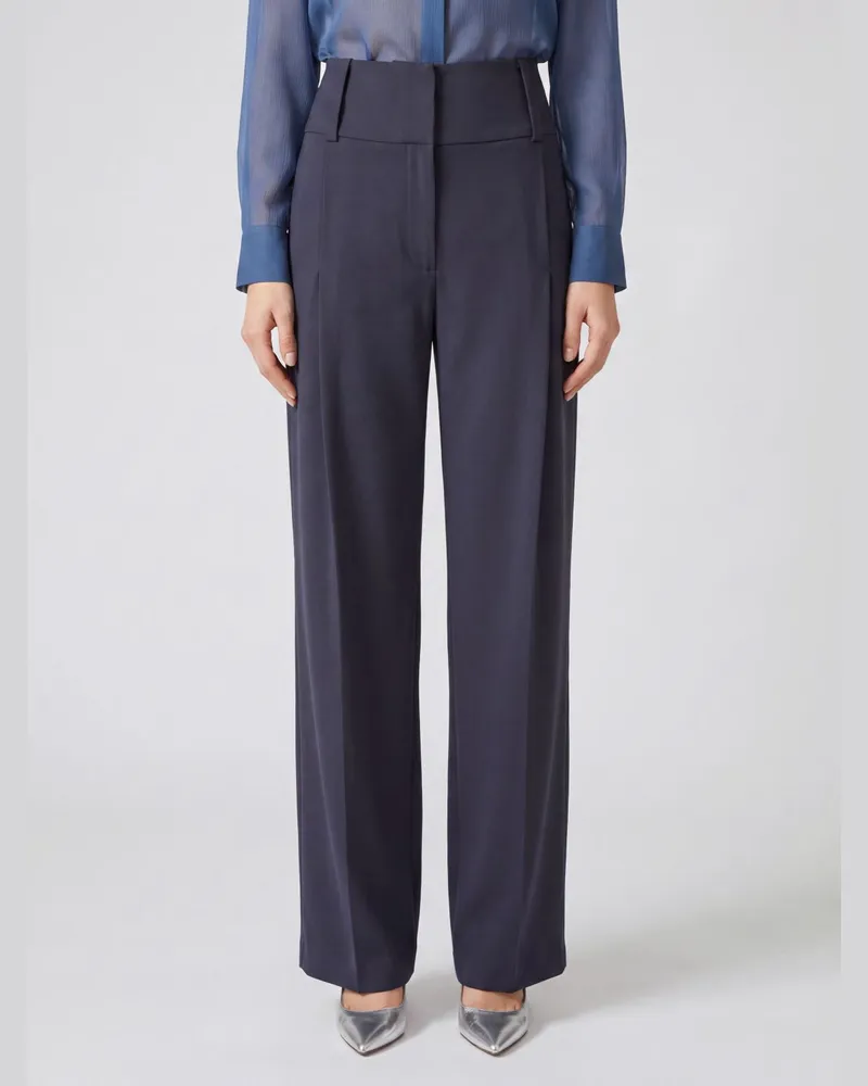 SPORTMAX Maßgeschneiderte Palazzo-Hose aus Schurwolle mit hoher Taille Schwarz