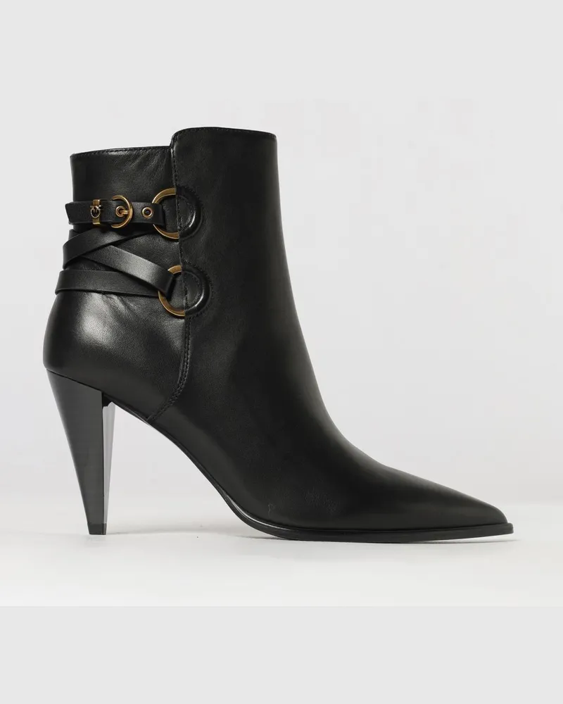 Pinko Vane Ankle Boots aus Glattleder mit spitzer Zehe und Stiletto-Absatz Schwarz