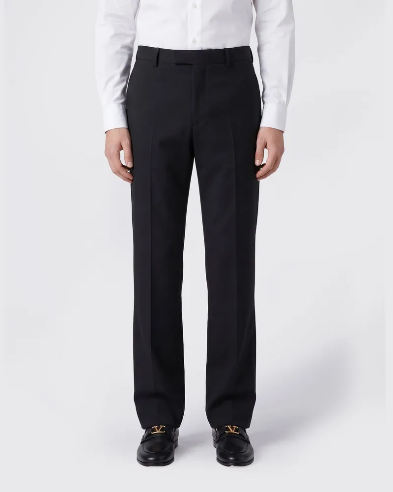 Valentino Garavani Slim Fit Maßgeschneiderte Merinowollhose Schwarz