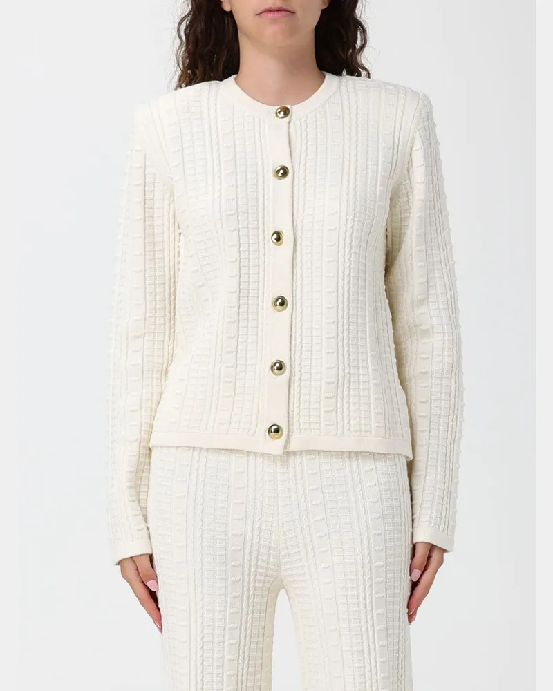 Twin-Set Woll-Misch-Cardigan mit Rundhalsausschnitt und Knopfverschluss Perle