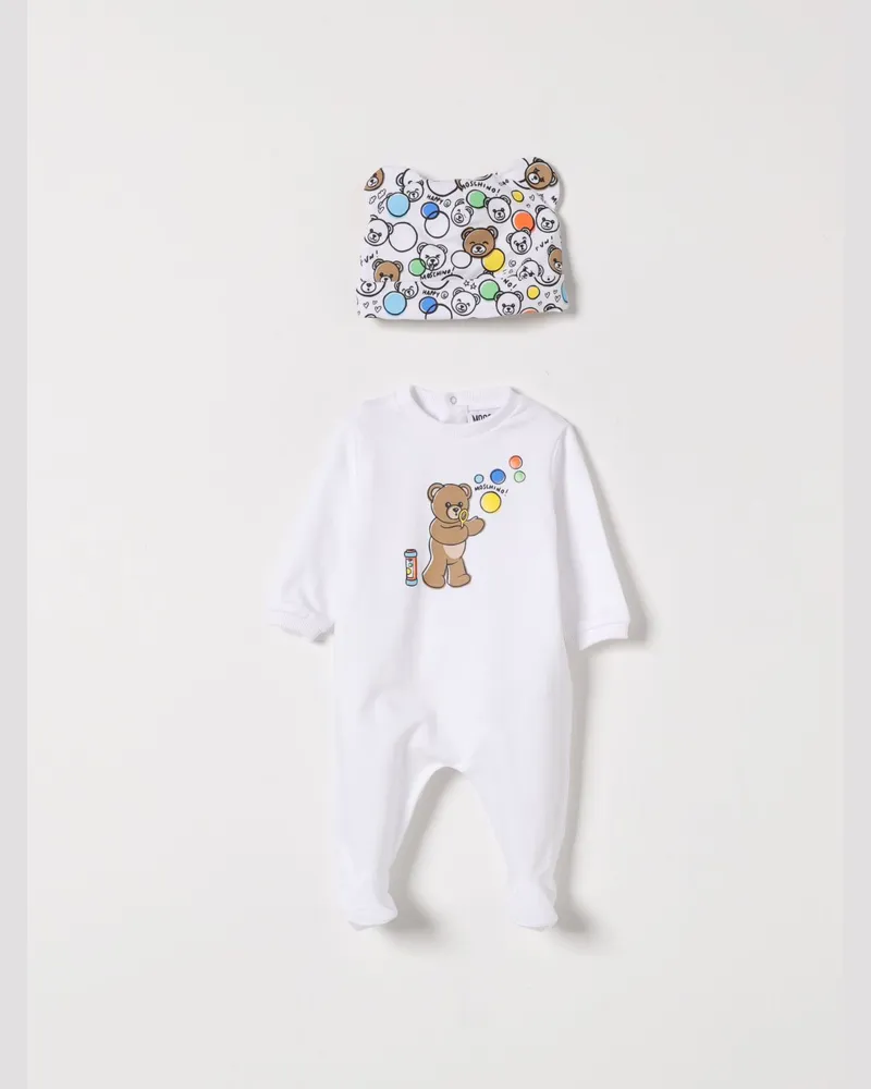 Moschino Baumwoll-Nachtwäsche-Set mit Teddy Weiß