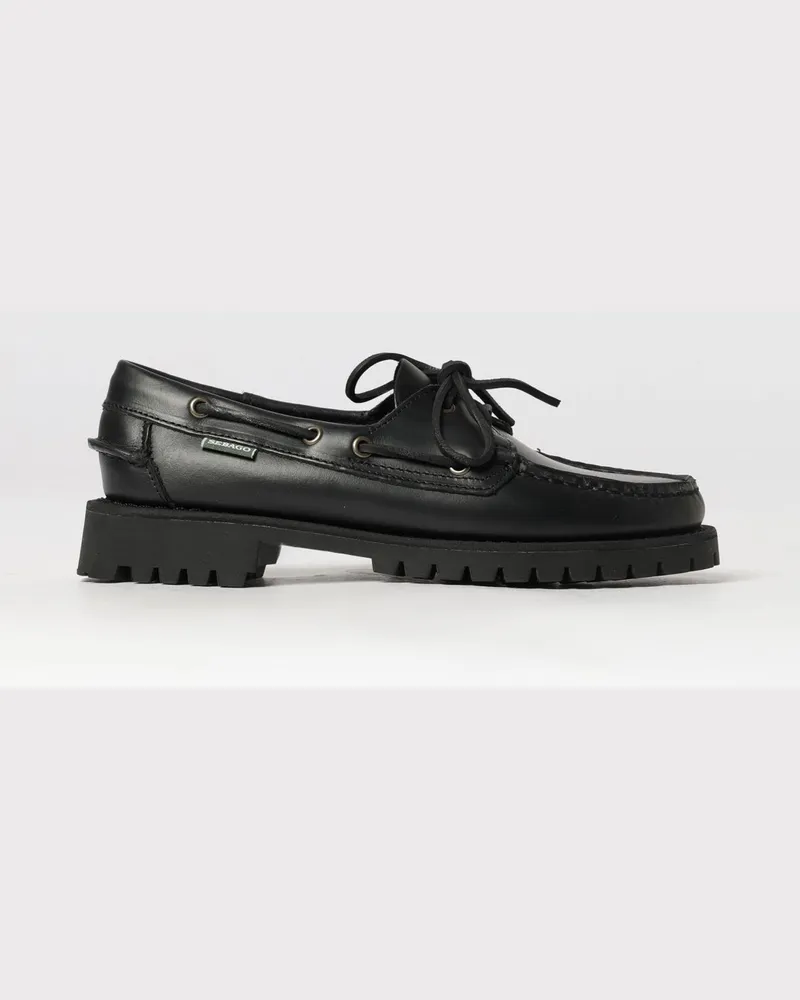 Sebago Ranger Bootsschuhe aus gewachstem Leder mit gekerbter Sohle Schwarz