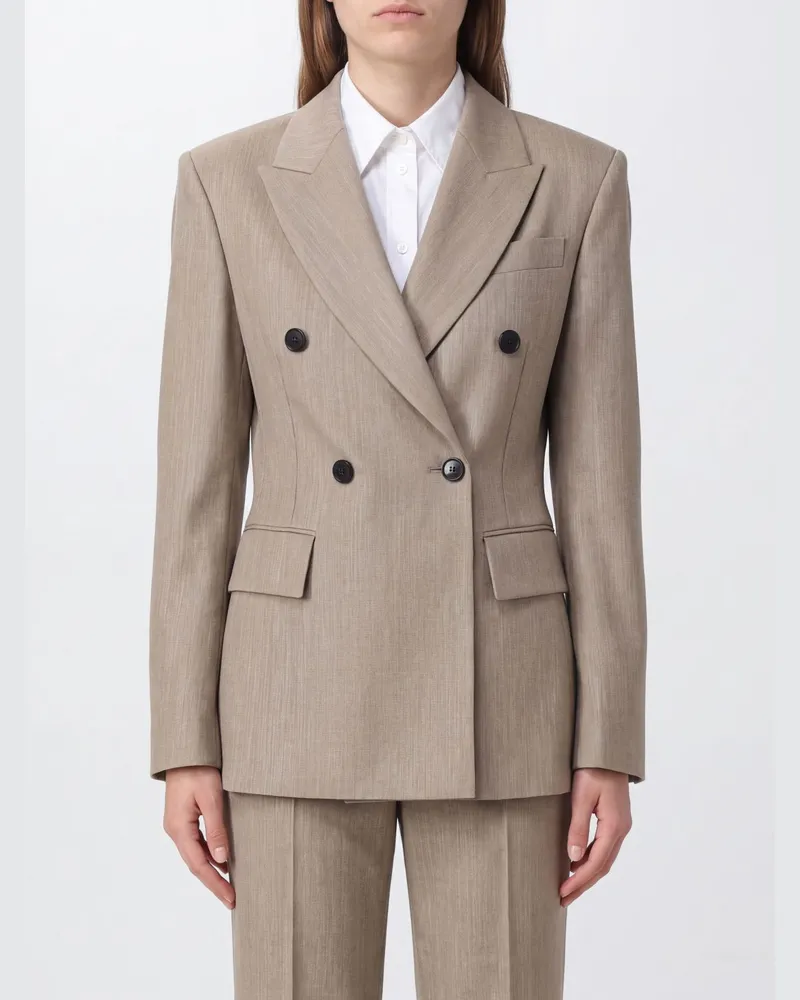 Brunello Cucinelli Kurzer Zweireiher-Blazer aus Wollmischung von Beige