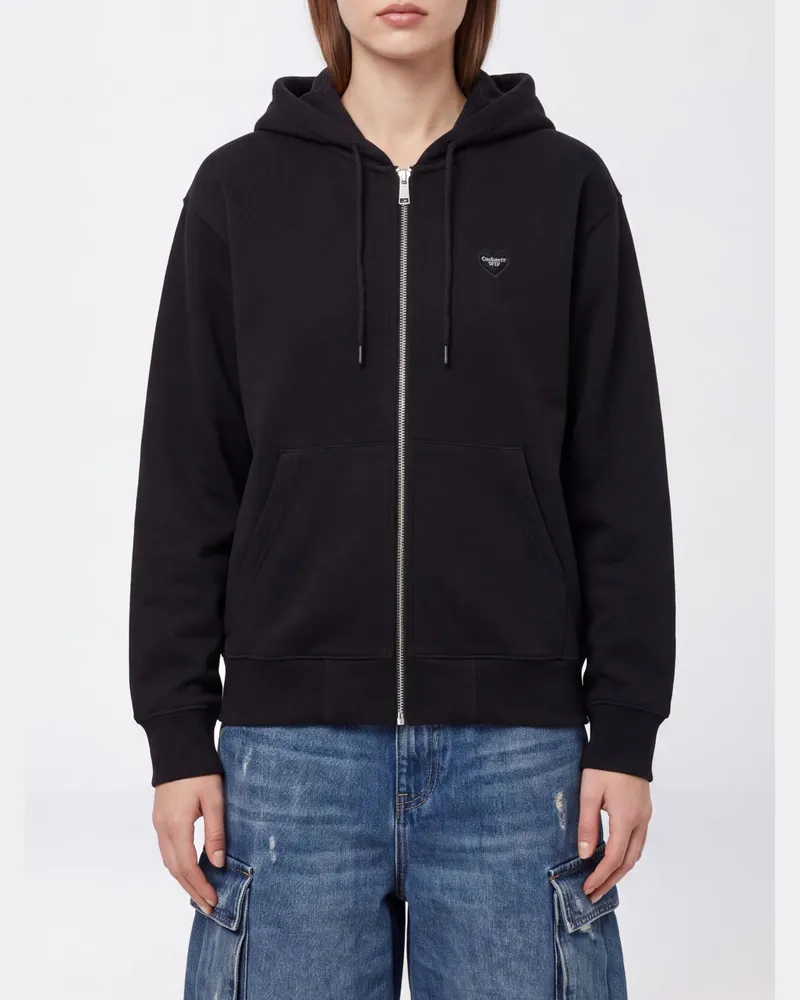 Carhartt WIP Kapuzenjacke aus Baumwollmischung mit Reißverschluss und Logostickerei Schwarz