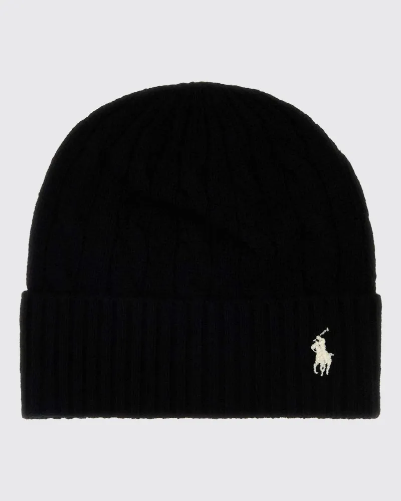 Ralph Lauren Beanie von aus Wolle und Kaschmir mit gesticktem Logo Schwarz