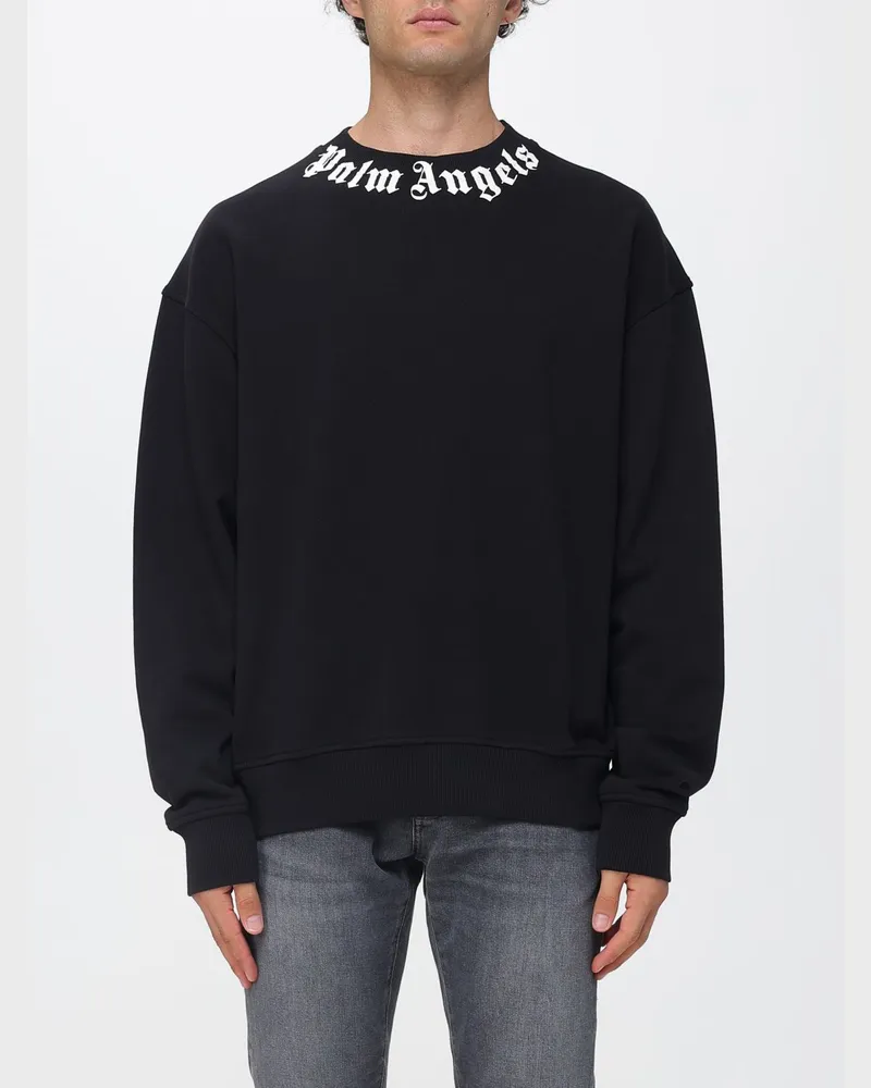 Palm Angels Locker geschnittenes Baumwoll-Sweatshirt mit Rundhalsausschnitt und Logo-Print Schwarz