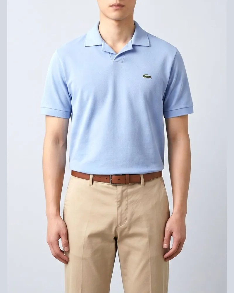 Lacoste Baumwoll-Polohemd mit Mini-Logo Hellblau