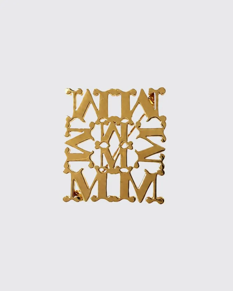 Max Mara Pioppo Brosche aus verchromtem Metall mit Monogramm-Design Bronze