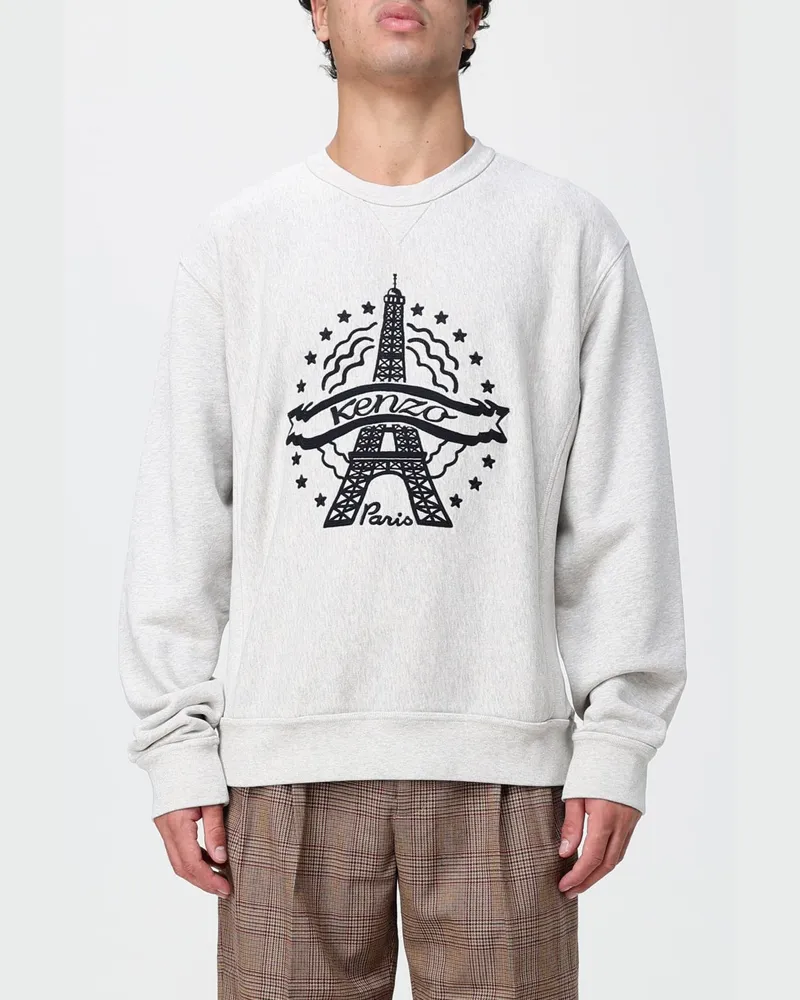 Kenzo Locker geschnittenes Rundhals-Sweatshirt aus Baumwolle mit Kontrastlogo Grau