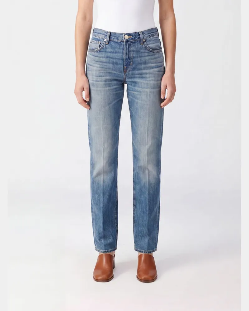 Haikure Flora High-Rise Slim-Flare-Jeans aus Baumwolldenim Blau