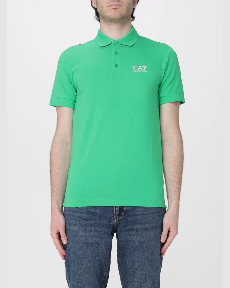 EA7 Baumwoll-Polohemd mit Logo Grün
