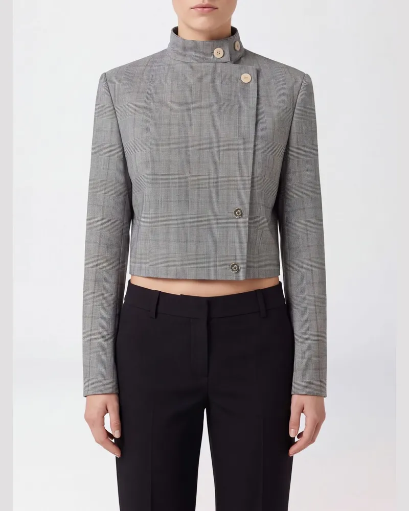 SPORTMAX Zweireihiger Blazer mit Prince-of-Wales-Karomuster aus Schurwolle Weiß
