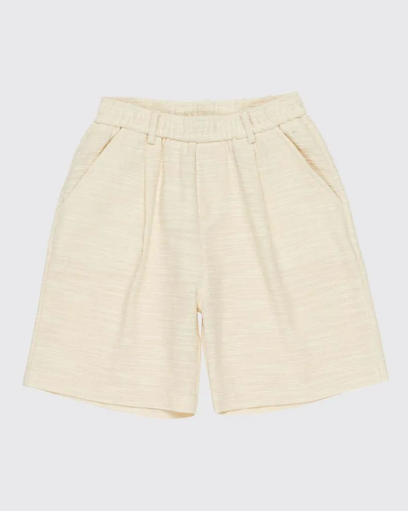 Paolo Pecora Milano Lässige Jungen-Shorts aus Baumwolle mit Kordelzug Beige