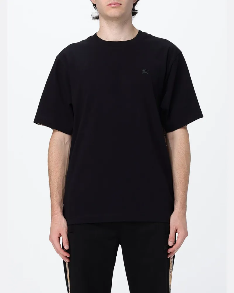 Burberry Baumwoll-T-Shirt mit EKD-Logo und Vintage-Check-Details Schwarz