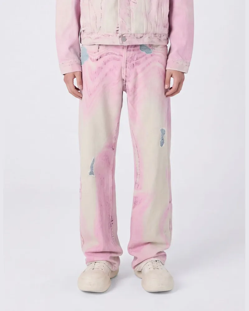 Camper Wide-Leg Distressed Jeans aus gebleichtem Denim im Fünf-Taschen-Design Bunt