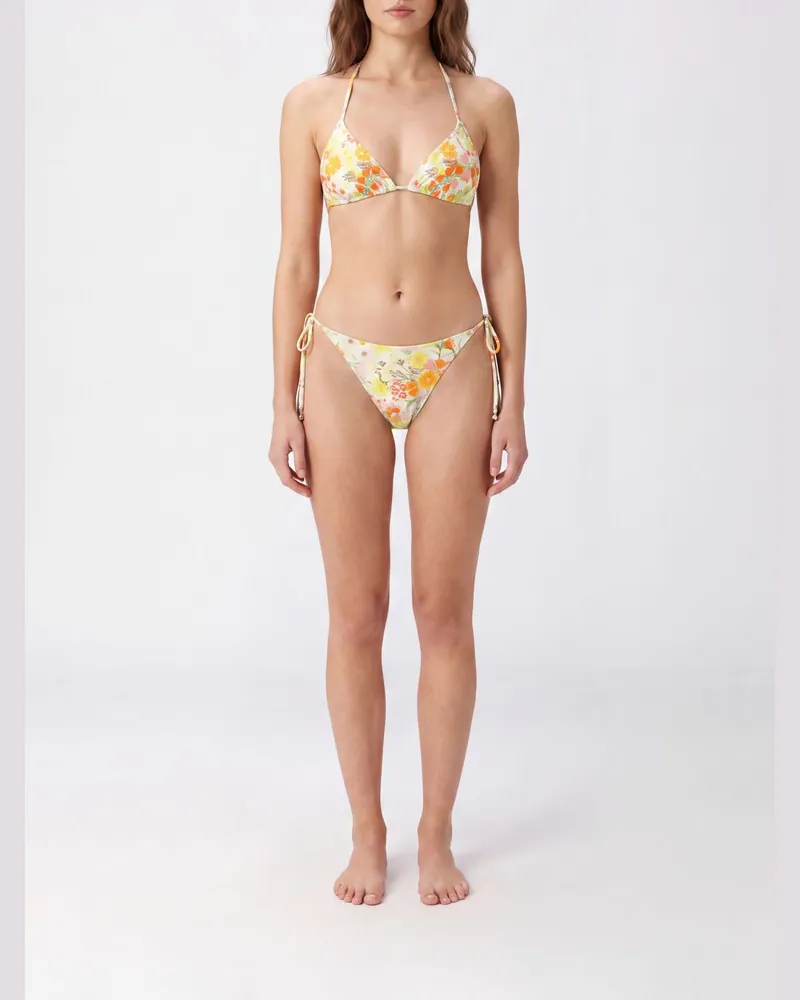 Zimmermann Triangel-Bikini mit Blumenprint und tief sitzender Hose Zitronengelb