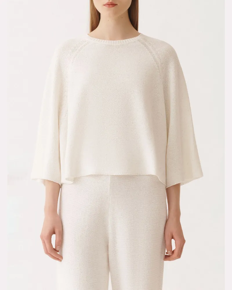 Fabiana Filippi Pullover aus Baumwolle und Leinen Milch