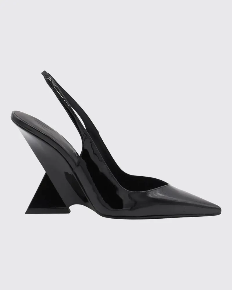 ATTICO Cheope Slingbacks aus Lackleder mit hohem skulpturalem Absatz Schwarz