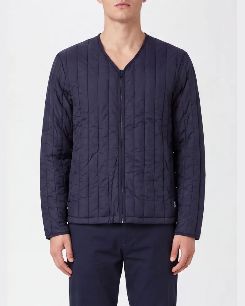 RAINS Gesteppte Daunenjacke aus Polyester mit V-Ausschnitt und Reißverschluss Schwarz
