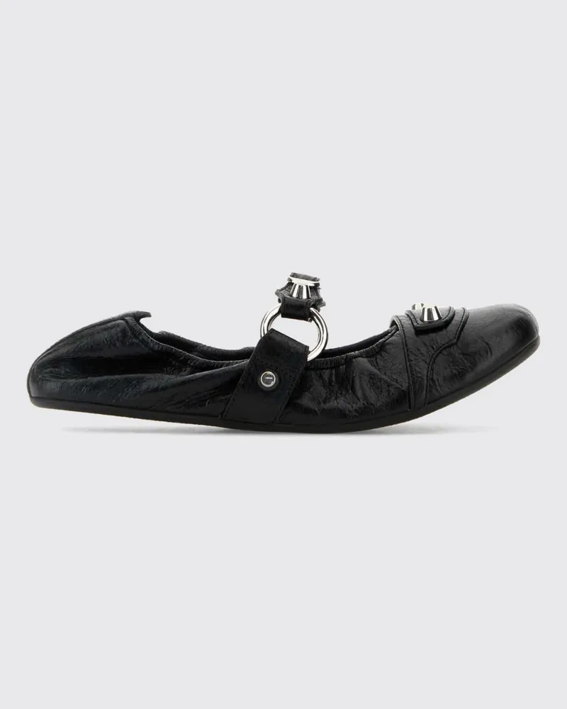 Balenciaga Runde City Ballerinas von aus Arena-Lammleder mit Nieten Schwarz