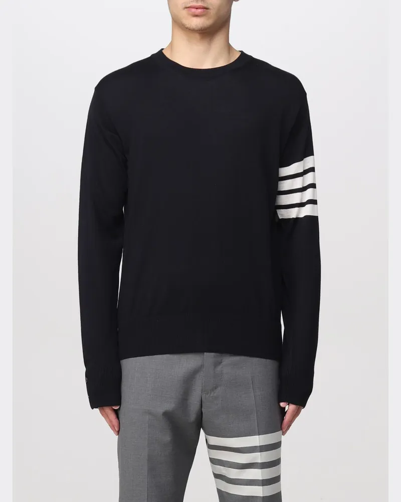 Thom Browne Pullover aus Wolle mit Bar Stripes Blau