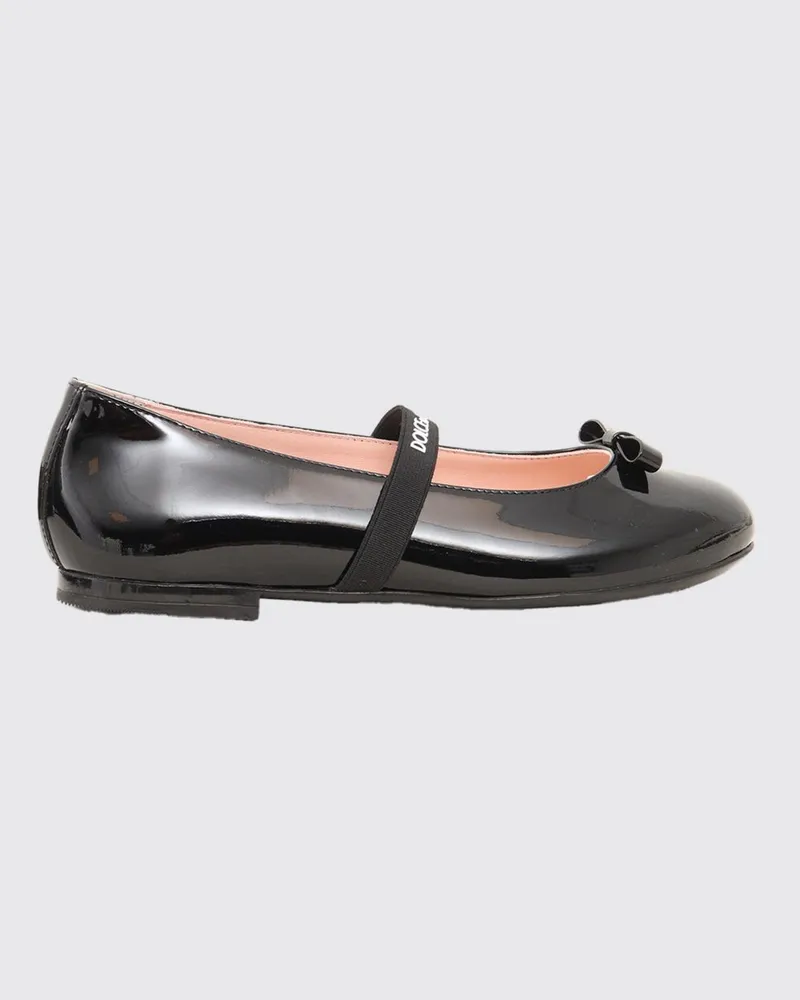 Dolce & Gabbana DOLCE  GABBANA Dolce & Gabbana Mary Janes aus Lackleder für Mädchen mit Schleife Schwarz